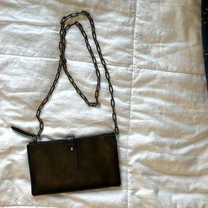 Madewell black leather mini purse with chain strap